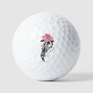 Gothic handbediende skelet met roze roze roze roze golfballen