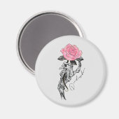 Gothic handbediende skelet met roze roze roze roze magneet (Voorkant / Achterkant)