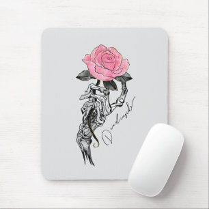Gothic handbediende skelet met roze roze roze roze muismat