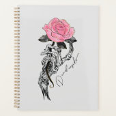 Gothic handbediende skelet met roze roze roze roze planner (Voorkant)