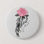 Gothic handbediende skelet met roze roze roze roze ronde button 7,6 cm (Voorkant)
