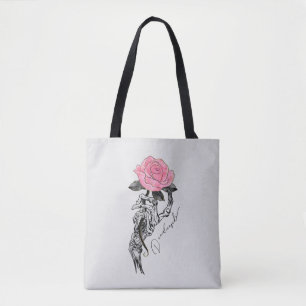Gothic handbediende skelet met roze roze roze roze tote bag