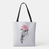 Gothic handbediende skelet met roze roze roze roze tote bag (Achterkant)