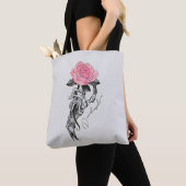 Gothic handbediende skelet met roze roze roze roze tote bag (Dichtbij)