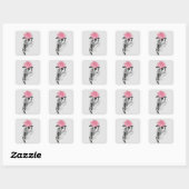 Gothic handbediende skelet met roze roze roze roze vierkante sticker (Vel)