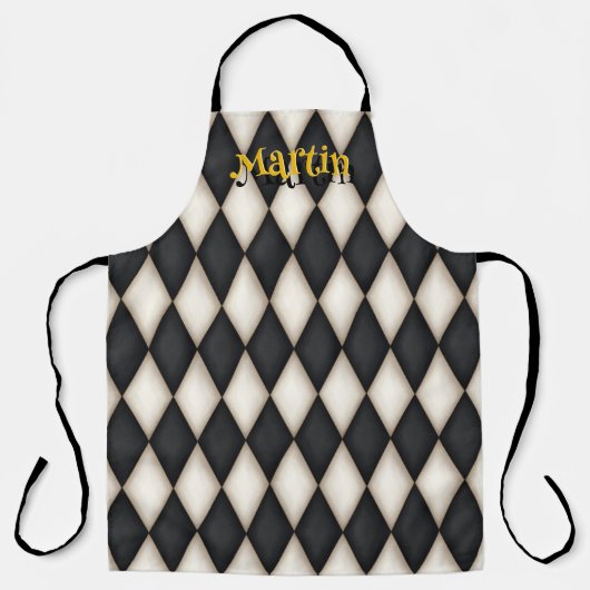 Gothic Harlequin Pattern Playful Persoonlijke naam Schort (Voorkant)