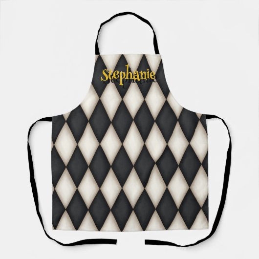 Gothic Harlequin Pattern Playful Persoonlijke naam Schort (Voorkant)