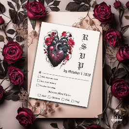 Gothic Hart en Rozen Crimson Cherry RSVP Kaartje