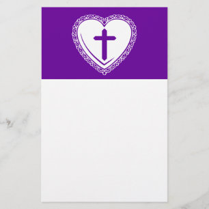 Gothic Hart + Kruis (Paars + Wit) Briefpapier