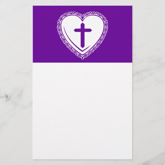 Gothic Hart + Kruis (Paars + Wit) Briefpapier (Voorkant)