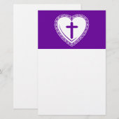 Gothic Hart + Kruis (Paars + Wit) Briefpapier (Voorkant / Achterkant)