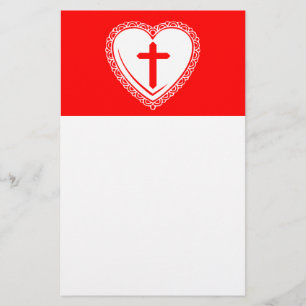 Gothic Hart + Kruis (Rood + Wit) Briefpapier