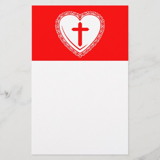 Gothic Hart + Kruis (Rood + Wit) Briefpapier (Voorkant)