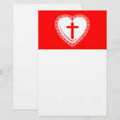 Gothic Hart + Kruis (Rood + Wit) Briefpapier (Voorkant / Achterkant)