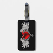 Gothic hart met Angel Wings Bagagelabel (Achterkant verticaal)