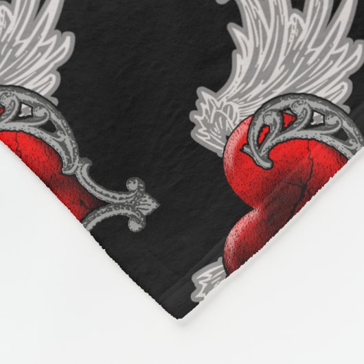 Gothic hart met Angel Wings Fleece Blanket Deken (Hoek)