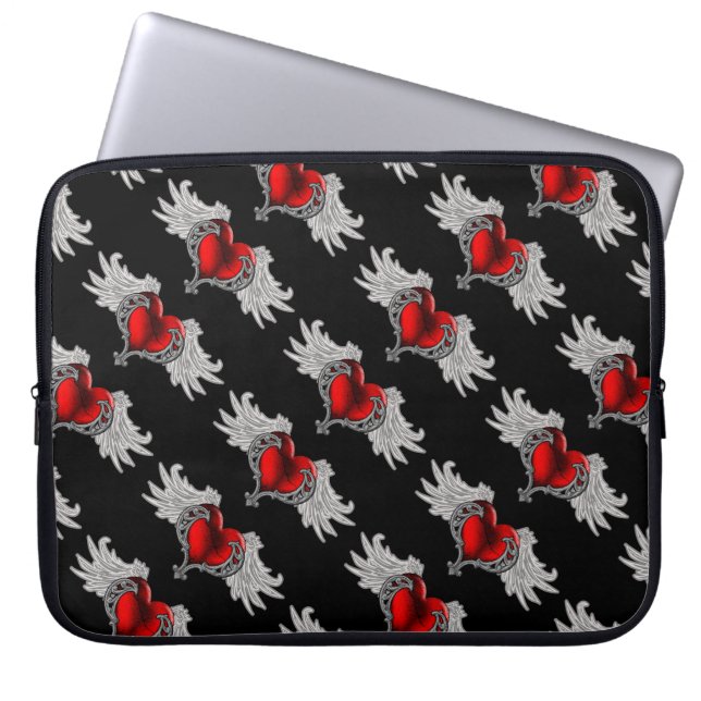 Gothic hart met Angel Wings-laptoptas Laptop Sleeve (Voorkant)