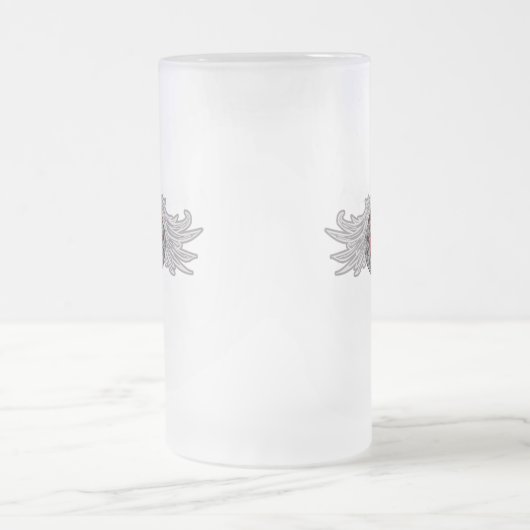 Gothic hart met Angel Wings Matglas Bierpul (Center)