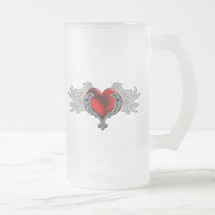 Gothic hart met Angel Wings Matglas Bierpul