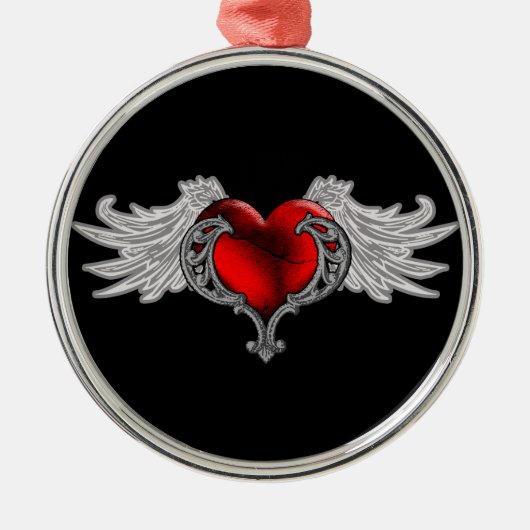 Gothic hart met Angel Wings Metalen Ornament (Voorkant)
