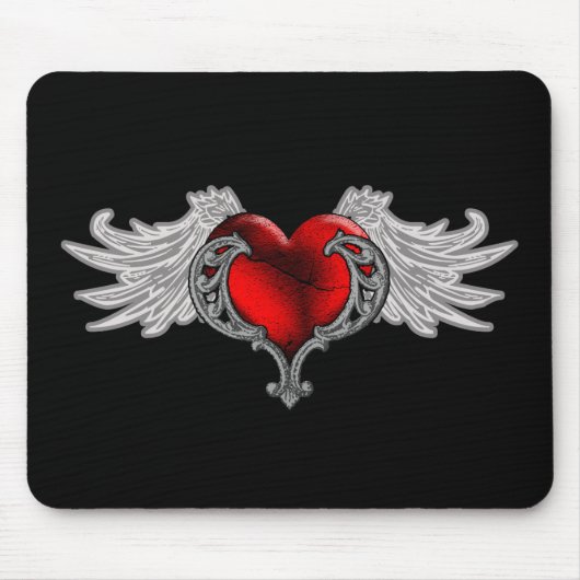 Gothic hart met Angel Wings Muismat (Voorkant)
