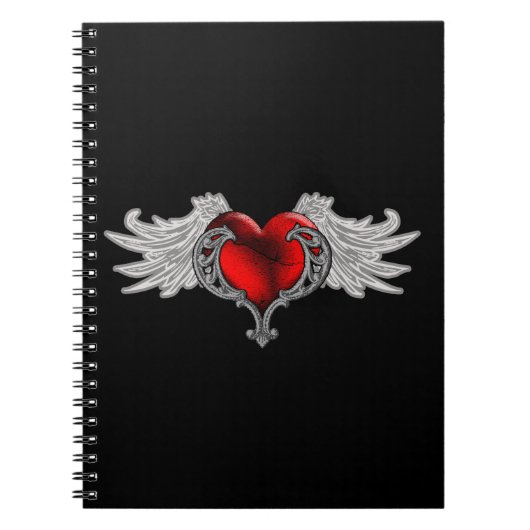 Gothic hart met Angel Wings Notitieboek (Voorkant)