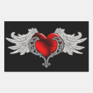 Gothic hart met Angel Wings Rechthoekige Sticker