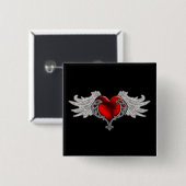 Gothic hart met Angel Wings Vierkante Button 5,1 Cm (Voorkant /achterkant)