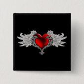 Gothic hart met Angel Wings Vierkante Button 5,1 Cm (Voorkant)