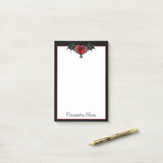 Gothic hart met bakboord post-it® notes (Op bureau)