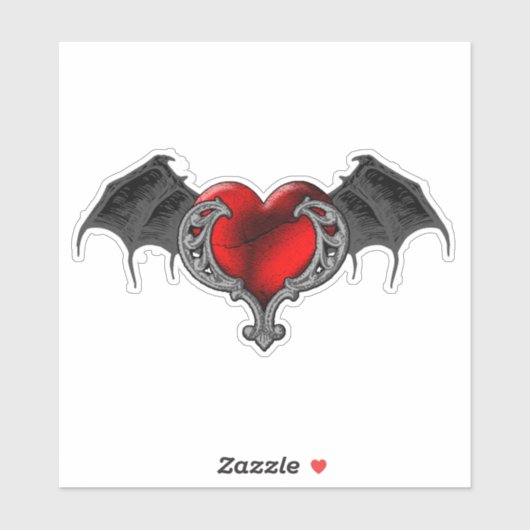 Gothic hart met bakvleugels vinylStickers Sticker (Vel)