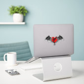 Gothic hart met bakvleugels vinylStickers Sticker (Laptop op bureau)