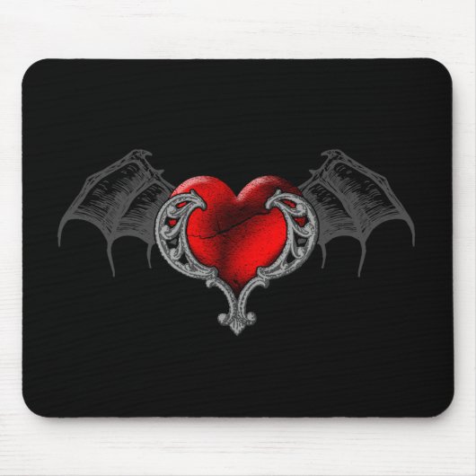 Gothic hart met Bat Wings Mousepad Muismat (Voorkant)