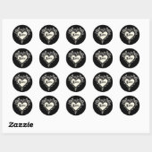 Gothic Hart met Rozen en Drips Ronde Sticker (Vel)