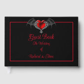 Gothic hart met vleermuisvleugels bruiloft gastenboek (Voorkant)