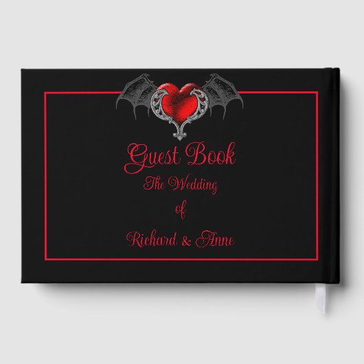 Gothic hart met vleermuisvleugels bruiloft gastenboek (Achterkant)