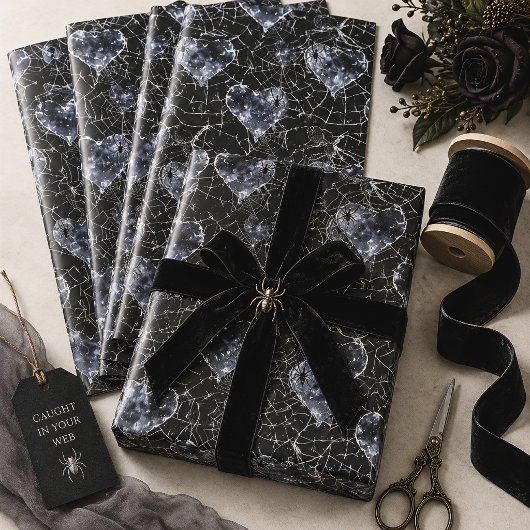 Gothic Hart Spinnenweb Cadeaupapier