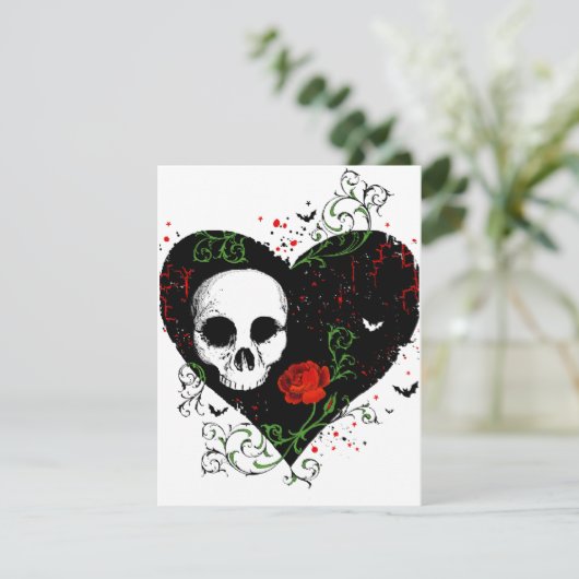 Gothic hart-uitnodigingskaart kaart (Staand voorkant)