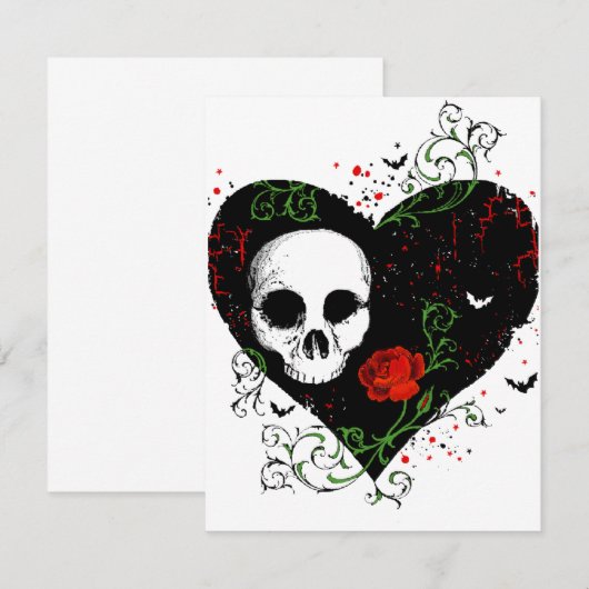 Gothic hart-uitnodigingskaart kaart (Voorkant / Achterkant)