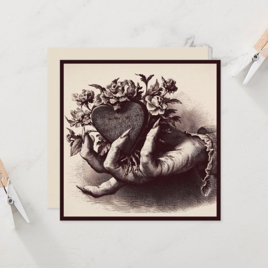  Gothic Hart Valentijn Retro Horror Kaart (Voorkant / Achterkant in situ)