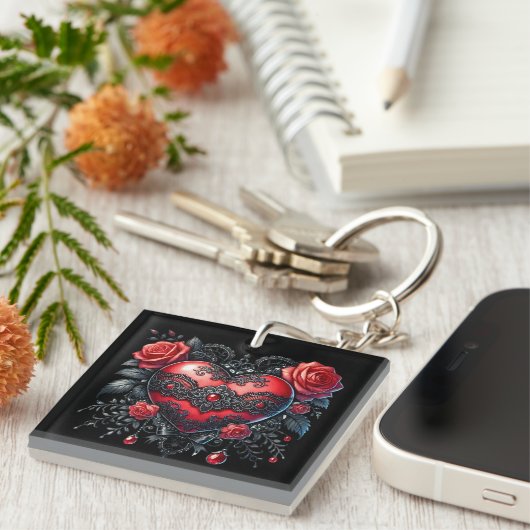 Gothic Hart Valentijnssleutelhanger Sleutelhanger (Voorkant Rechts)