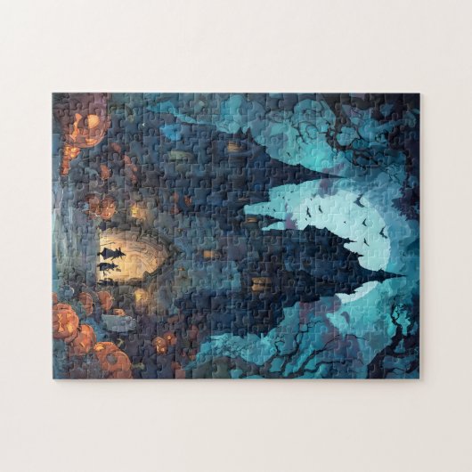 Gothic Haunted Castle Halloween Puzzel Legpuzzel (Horizontaal)