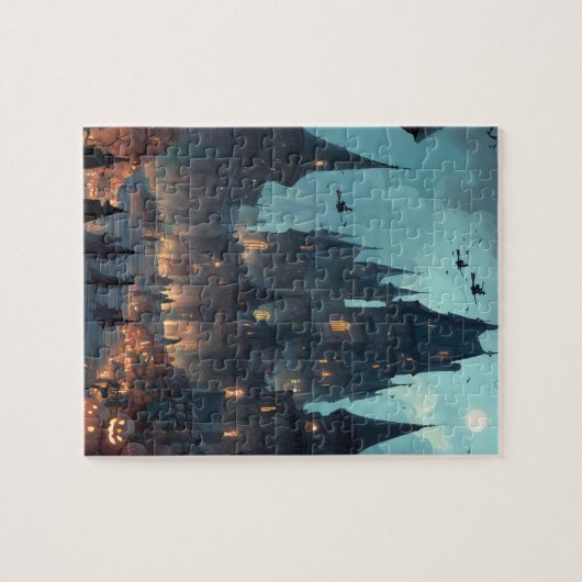 Gothic Haunted Castle Halloween Puzzle – Witches Legpuzzel (Horizontaal)