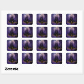 Gothic Haunted Castle Happy Halloween Vierkante Sticker (Vel)