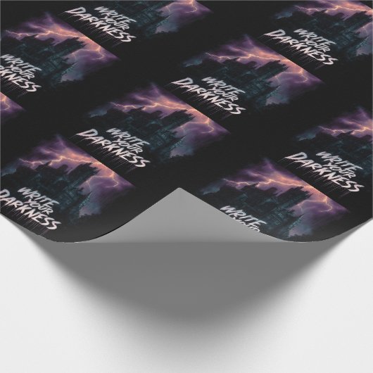 Gothic Haunted Castle Under Thunderstorm with Text Cadeaupapier (Hoek)