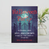 Gothic Haunted Gate Invitation | Spooky Halloween Kaart (Staand voorkant)