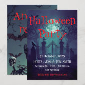 Gothic Haunted Gate Invitation | Spooky Halloween  Kaart (Voorkant / Achterkant)