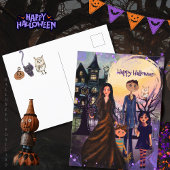 Gothic Haunted House Familie Halloween Briefkaart