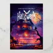 Gothic Haunted House Halloween Folie Uitnodiging (Voorkant)