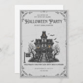 Gothic Haunted House Halloween Party Invitation |  Kaart (Voorkant / Achterkant)